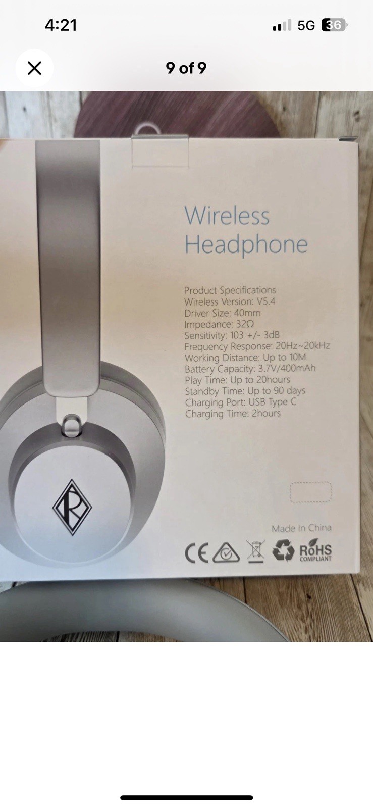 Ralph Lauren Unisex Wireless Headphones Gray/Silver
