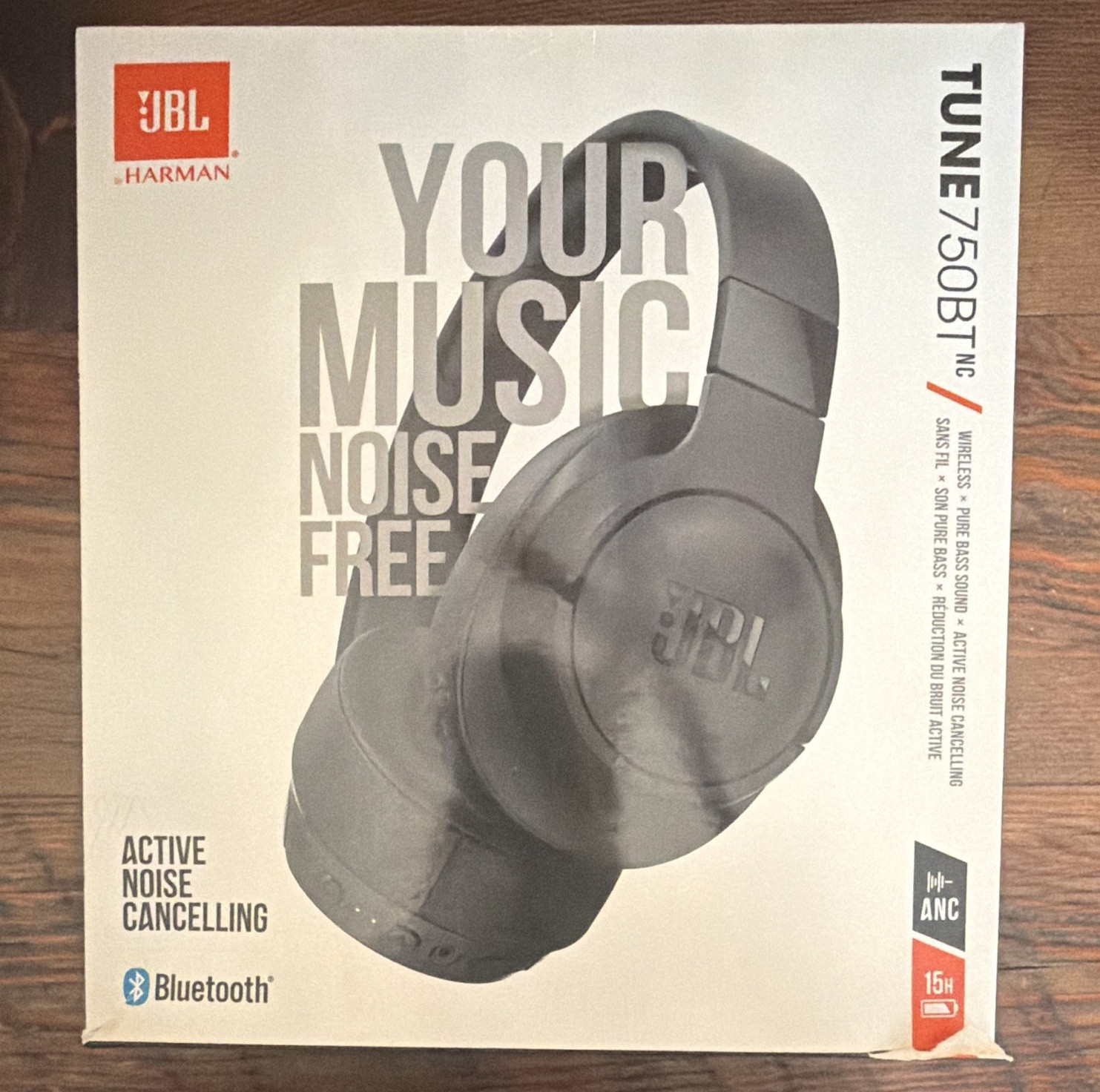 JBL Tune 750BTNC Bluetooth Over-Ear ANC Headphones Multipoint Mic Black