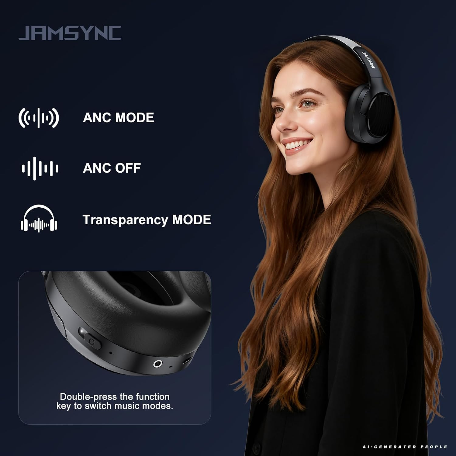 Wireless Noise Cancelling Headphones, 120H Playtime, over Ear Headphones | 45Db