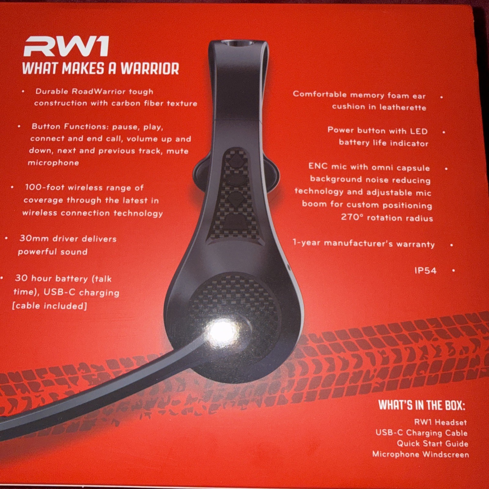 RW1 Trucker Bluetooth Headset – ENC Mic, 100ft Wireless Range, IP54 Water Res…