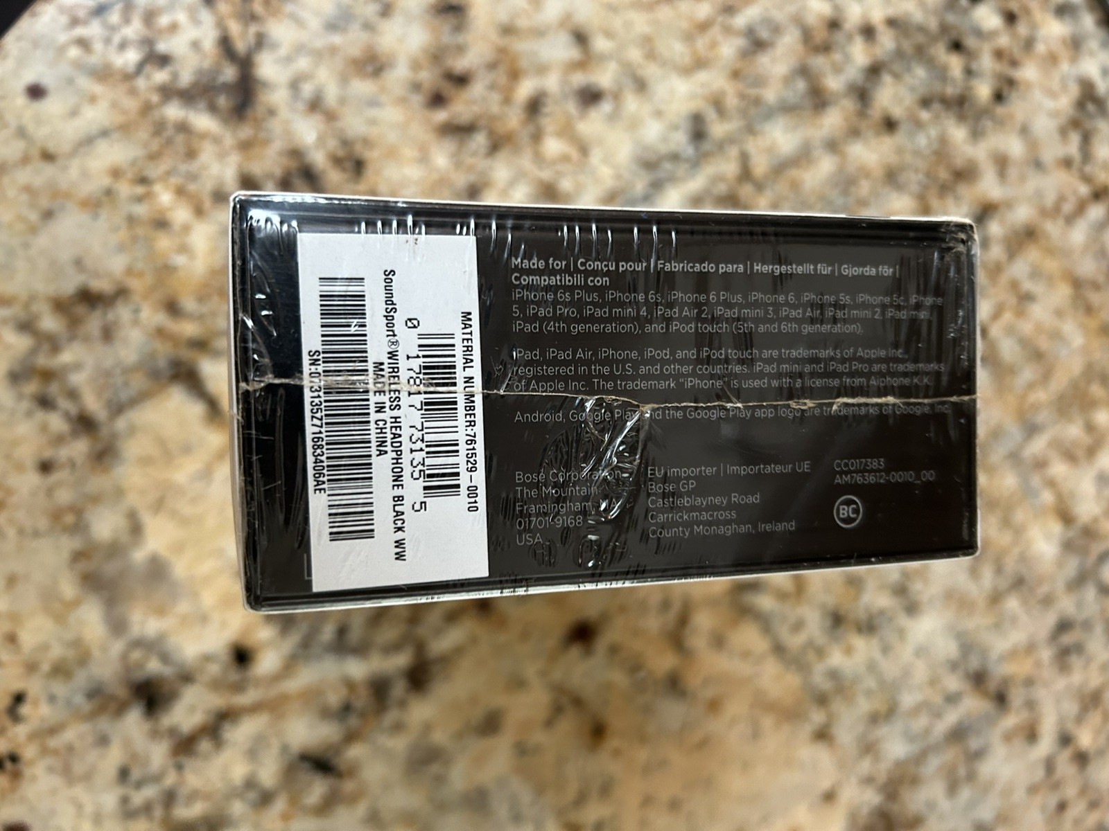 Bose SoundSport Earbuds Wireless In Ear Sweat Weather Resistant Black Sealed