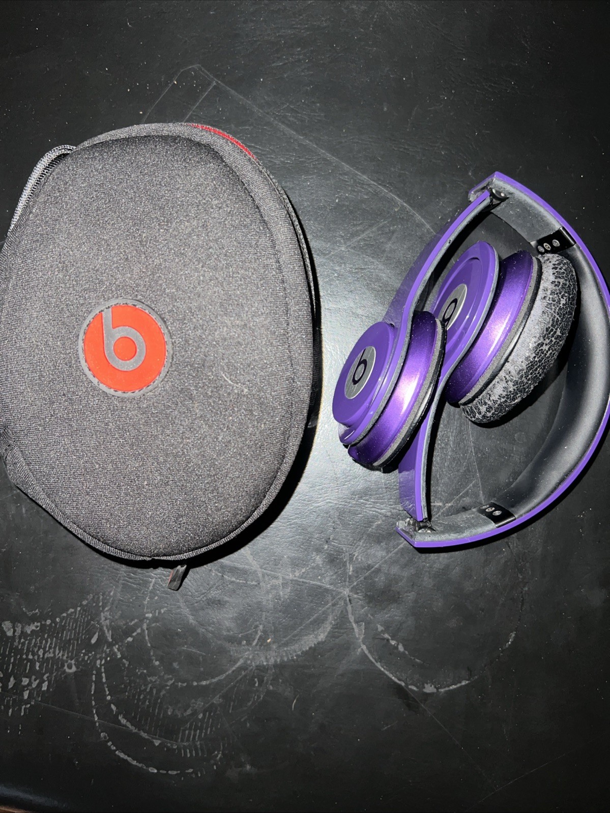 Beats Solo HD Purple 3.5mm Jack Live Monitoring On-Ear Headphones With Case See