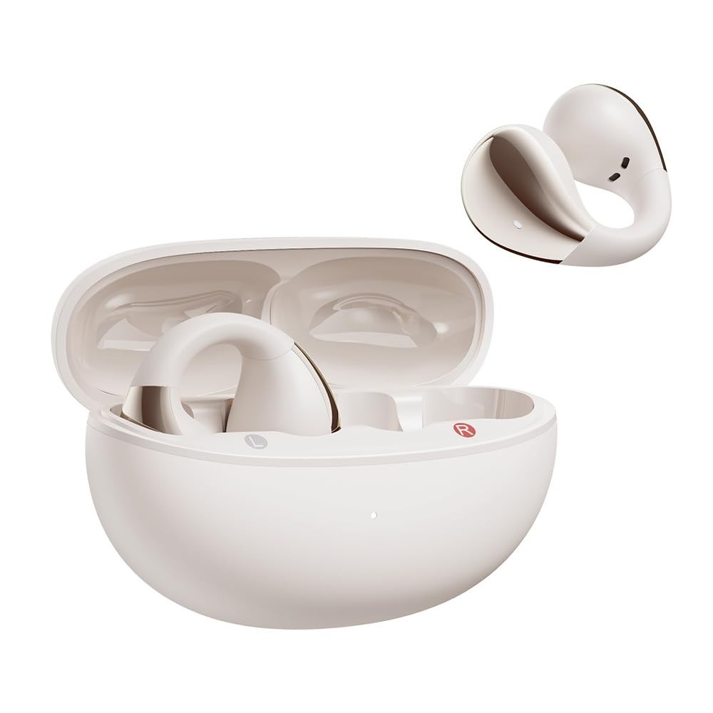 Wireless Bluetooth Open Ear Headphones, Clip-On Sports Earbuds with ENC Mic, Dua