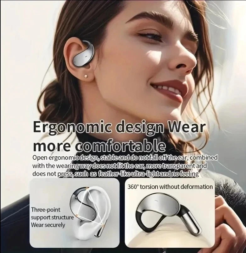 Ai Translation Black Headset, Bone Conducting Wireless Headset, Real-time