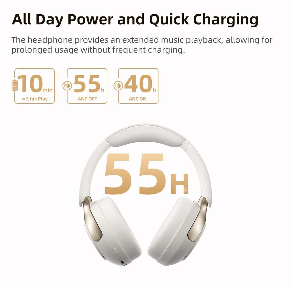 Qcy H3 Pro Anc Wireless Headphone 50db Noise Canceling Hi-res Spatial Audio Earp