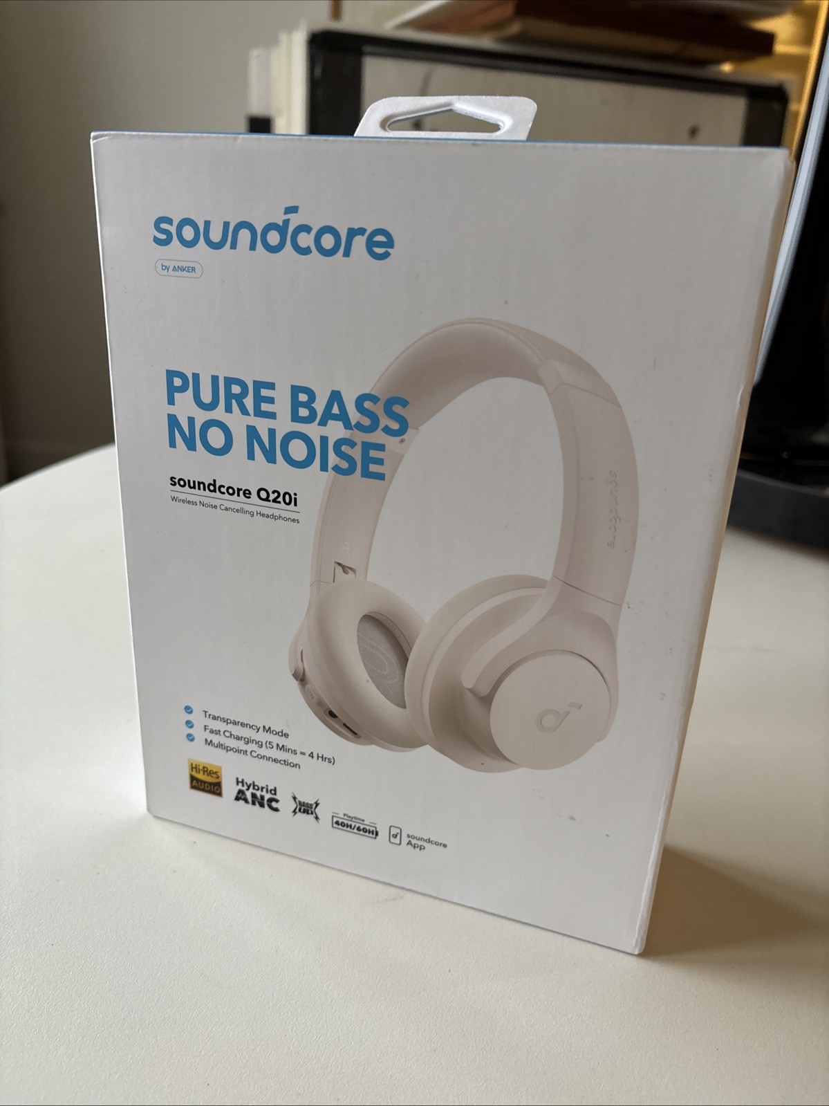 Soundcore Anker Q20I Hybrid Active Noise Cancelling Headphones, Bluetooth White