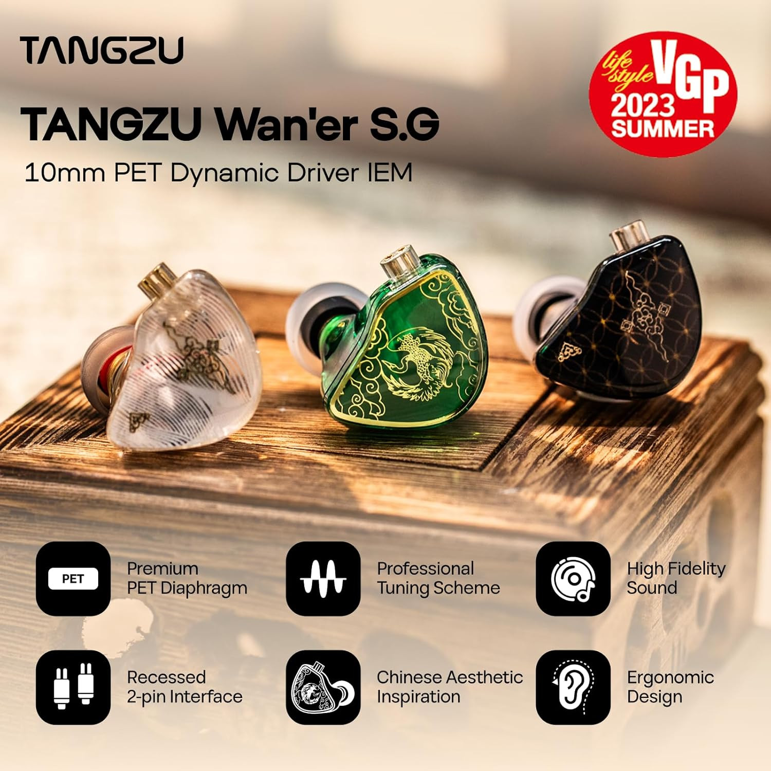 Linsoul TANGZU Wan’Er S.G Hifi 10Mm Dynamic Driver PET Diaphragm In-Ear Earphone