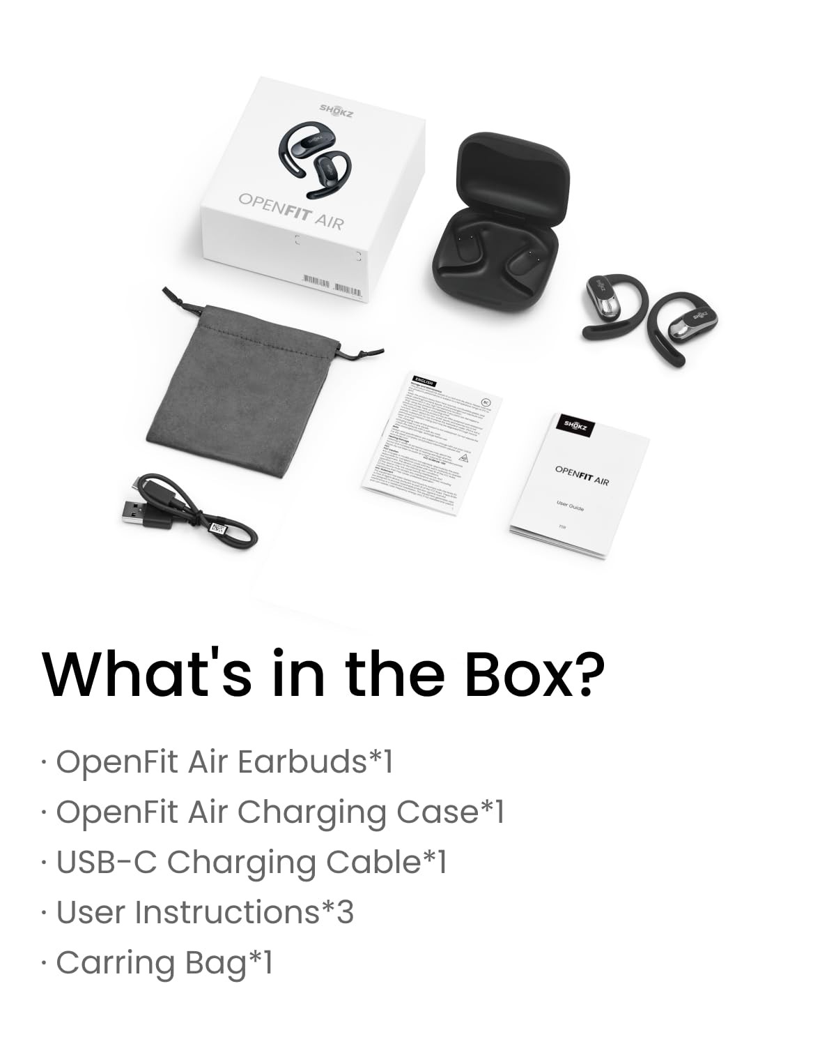 OpenFit Air – Open-Ear Headphones, True Wireless Earbuds, Water Resistant, Se…