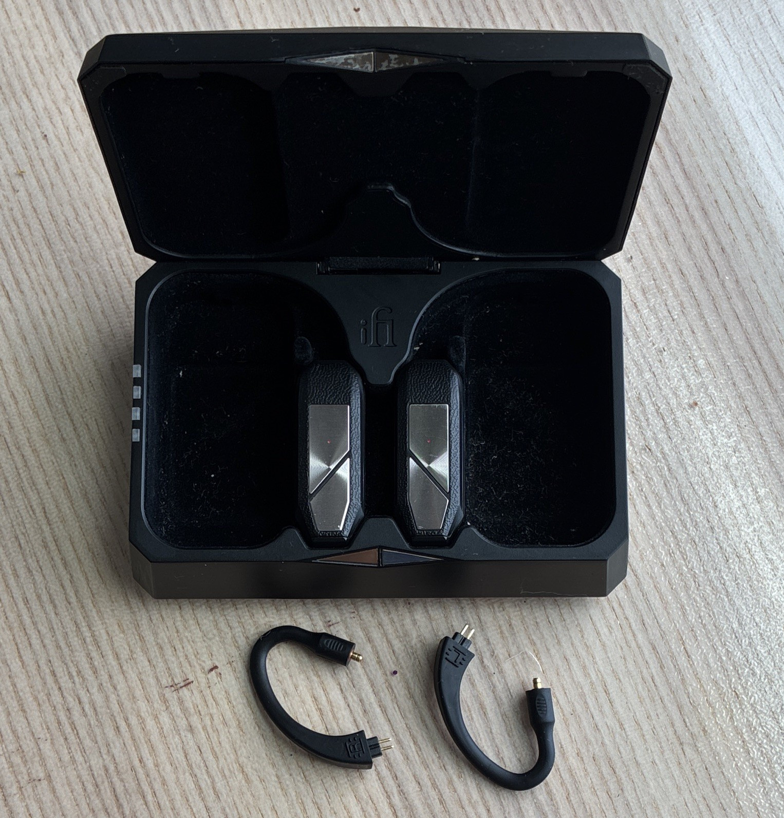 iFi go pod. Wireless Bluetooth In-Ear Earbuds w/ Charging Case, Black/Silver.