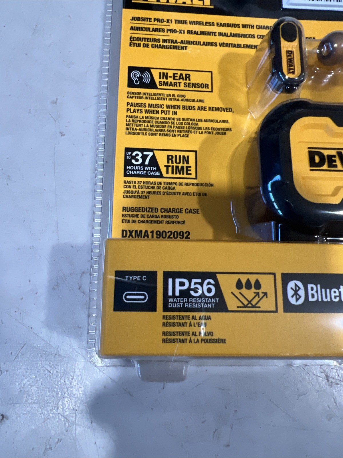 DEWALT DXMA1902092 Pro-X1 Jobsite Bluetooth Earbuds – Black/Yellow NEW