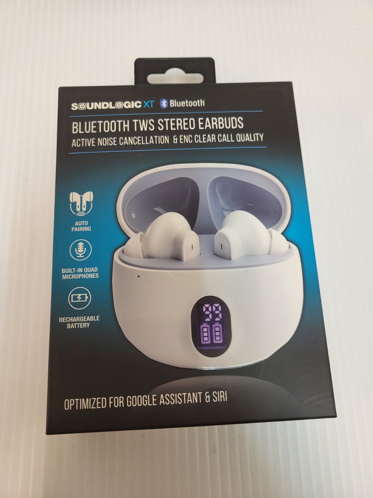 Soundlogic XT Bluetooth TWS Stereo White Earbuds With Charging Case