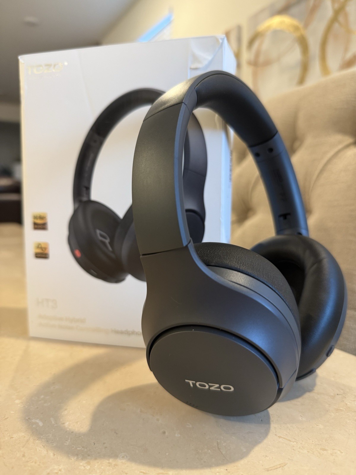 Tozo Ht3 Noise Cancelling Headphones, 90H Battery Life Wireless Bluetooth -BLACK