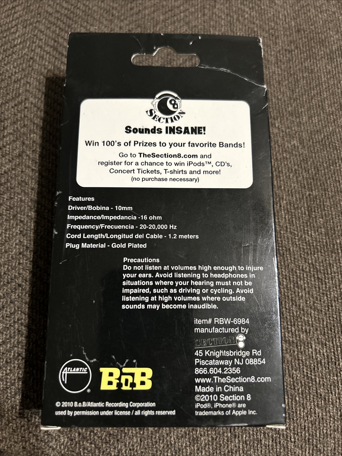 B.O.B. In-Ear Buds Artist Headphones for iPod iPhone MP4 MP3 Player