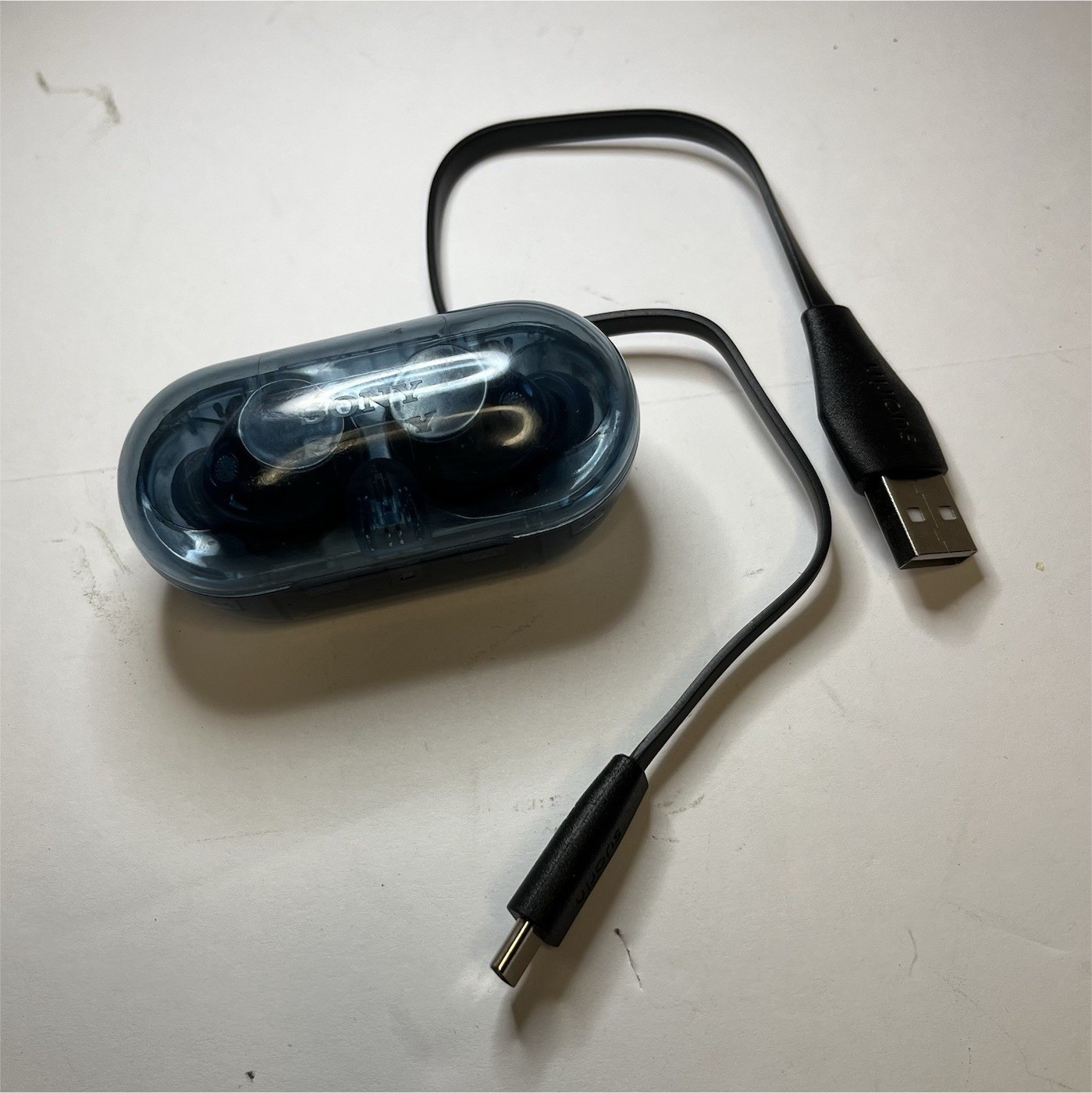 Sony WF-C710N Wireless Noise-Canceling Earbuds Glass Blue Clear Tested Working