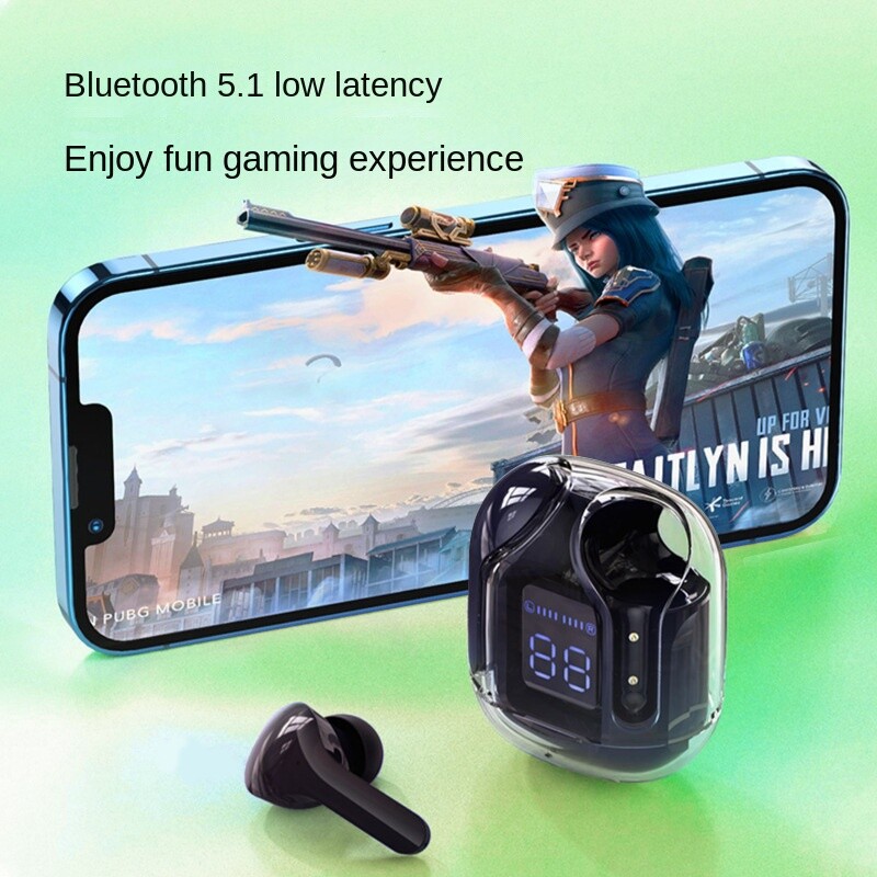 TWS Transparent Earphones LED Digital Display Wireless Bluetooth Stereo Earbuds