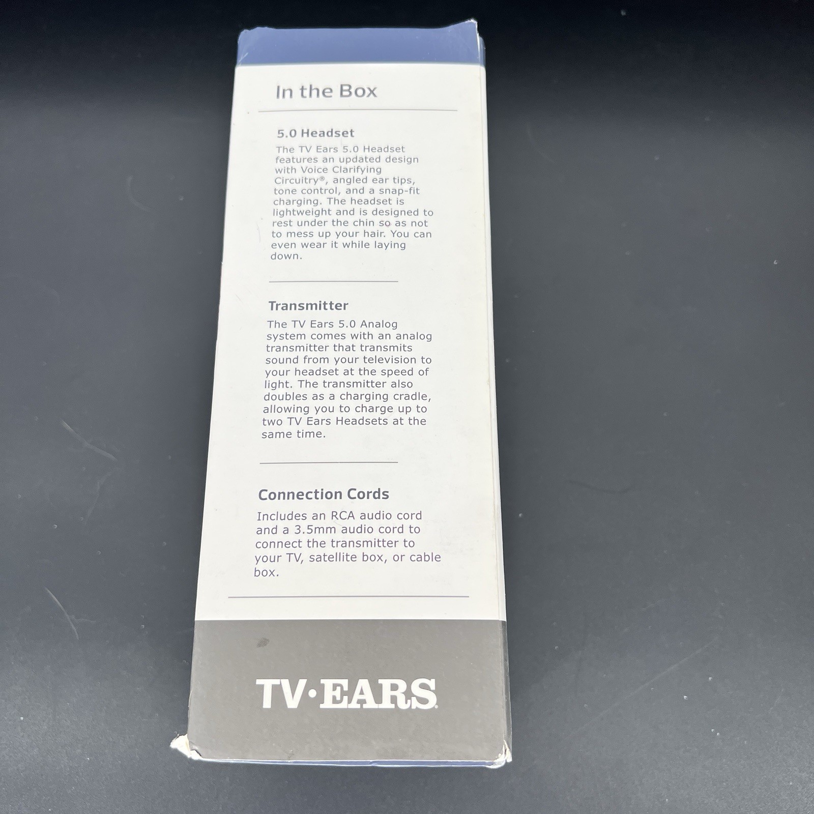 TV Ears Black Version 5.0 Item #11641 Voice Clarifying Listening NEW Open Box