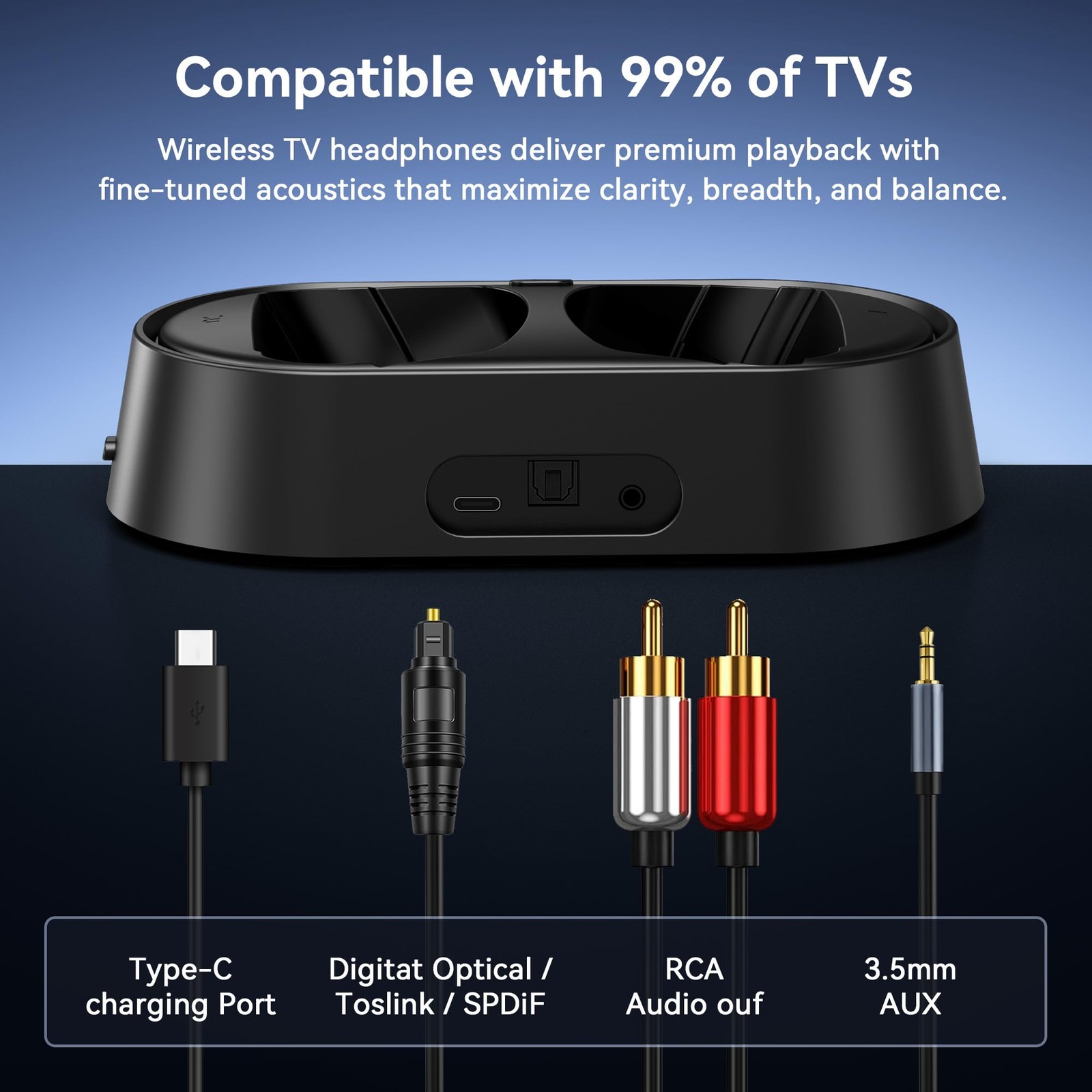Wireless Headphones for TV Watching with Charging Dock, 45H Playtime, Bluetoo…