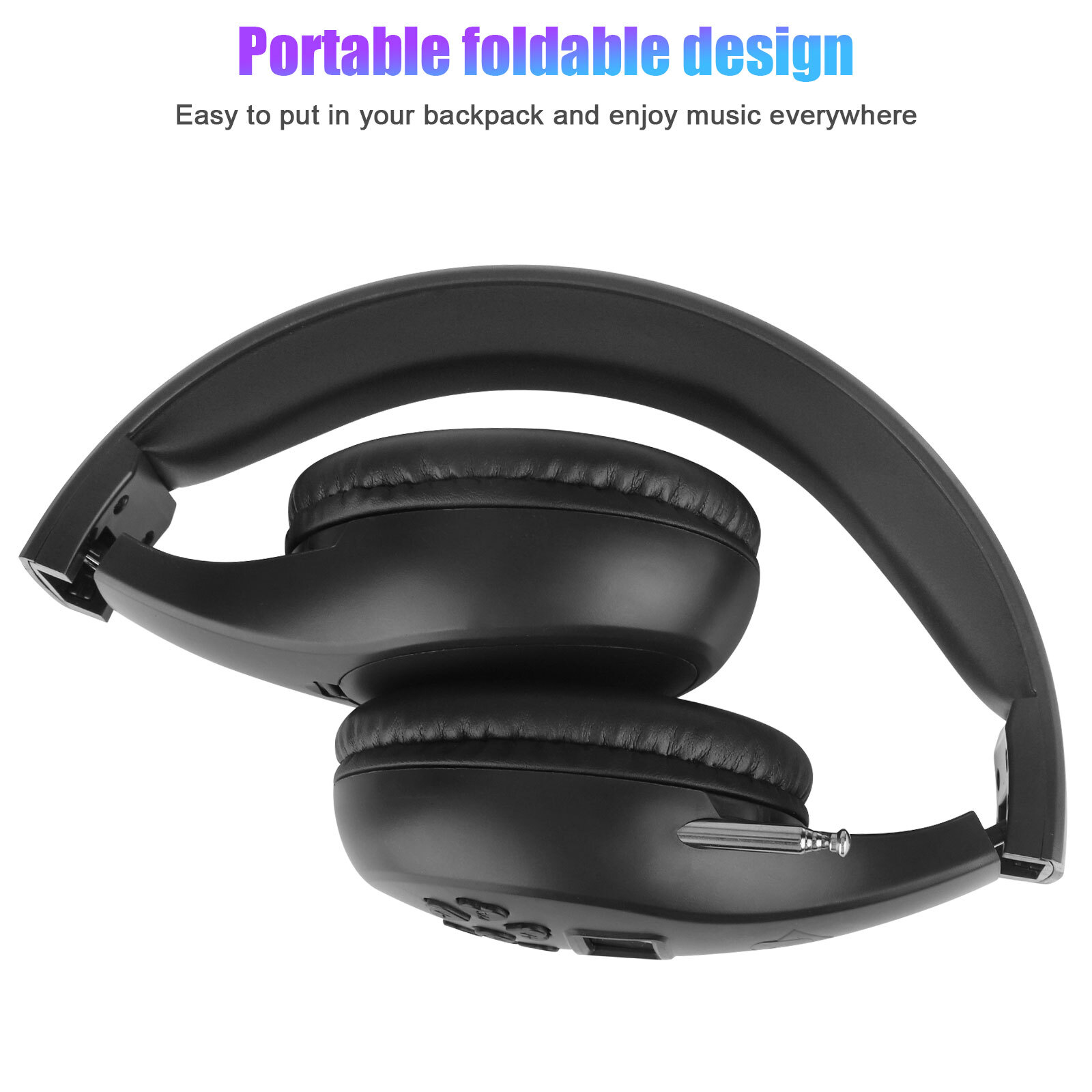Wireless FM Radio Headphone Foldable Over-Ear Stereo Headset Recevier Portable