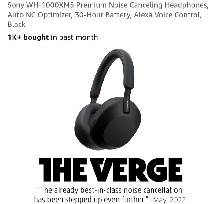 So Clean Sony WH1000XM5-SA Wireless Premium Noise Cancelling Headphone Black P1