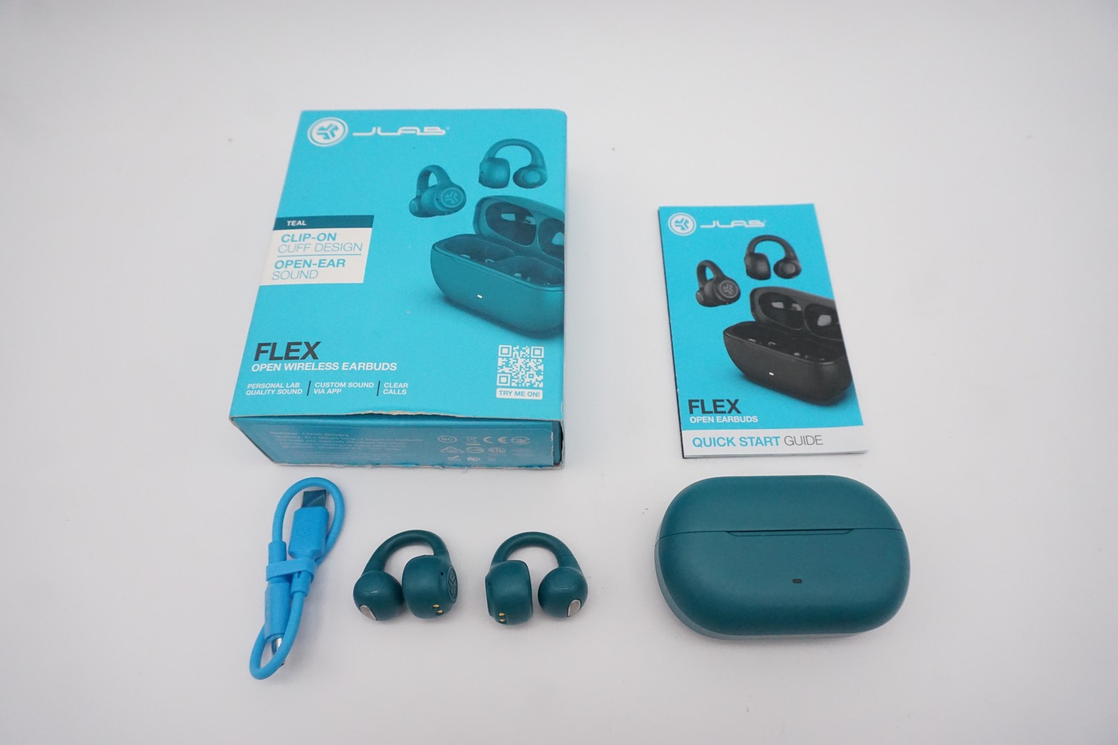 Jlab EBFLEXRTEL124 Flex Open Cuff Design True Wireless Teal Earbuds