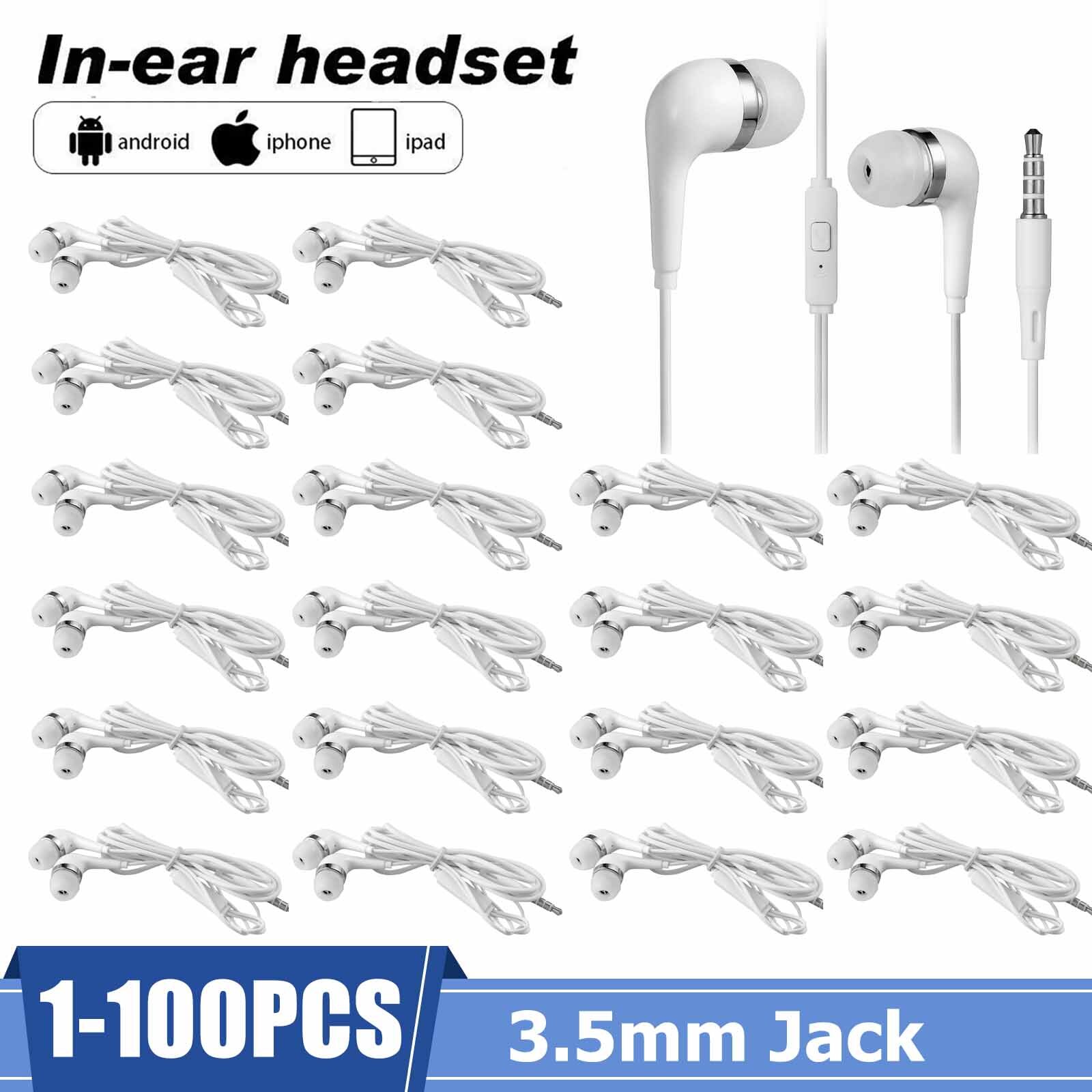 1-100PCS HIFI Wired Earbuds Headset In-Ear Earphone Headphone MIC 3.5mm Jack Lot