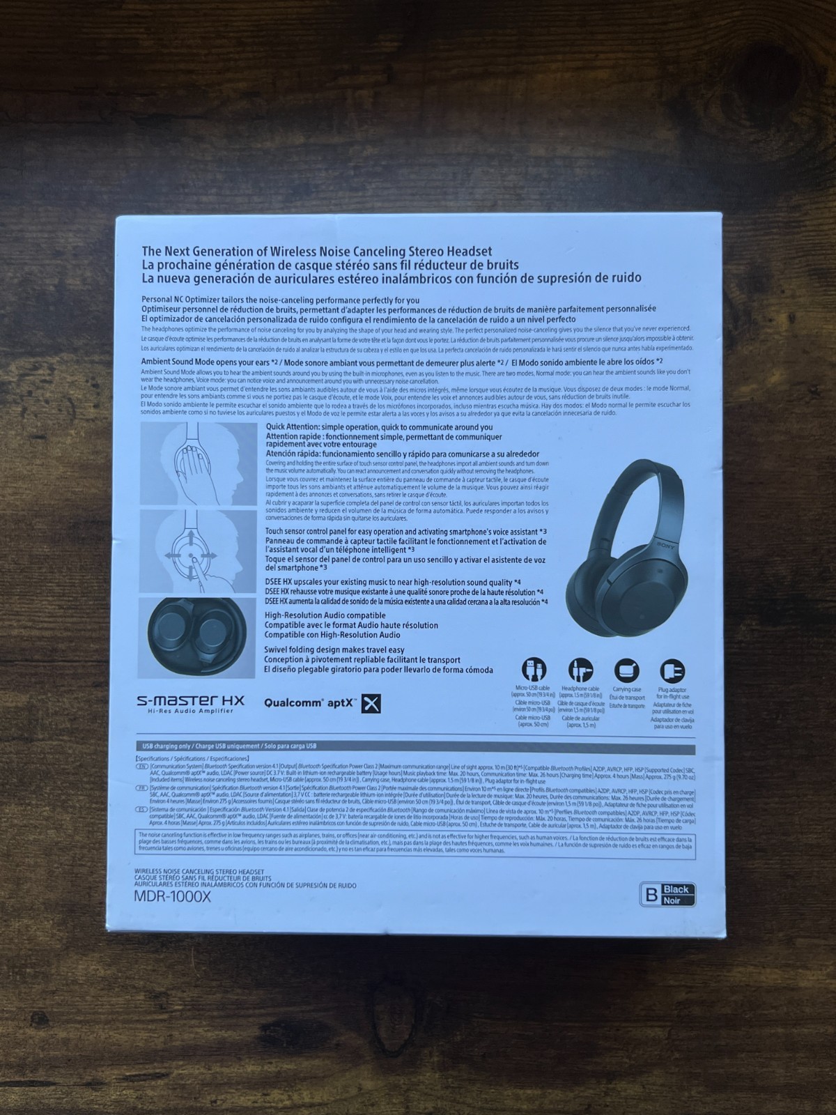 Sony MDR-1000X Wireless Noise Canceling Stereo Over Ear Black Headset Headphones