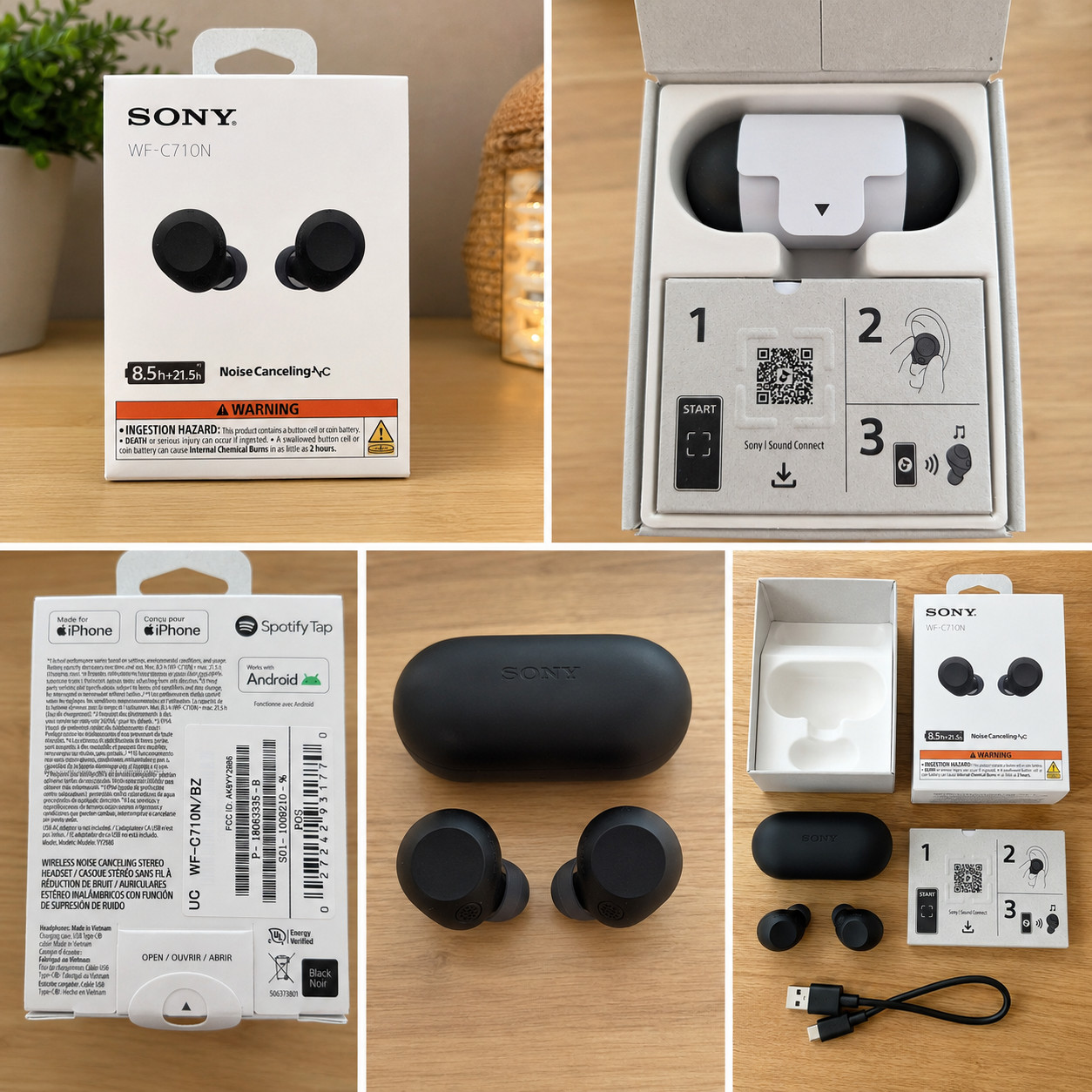 Sony WF-C710N/B True Wireless Noise Canceling Earbuds Black NEW
