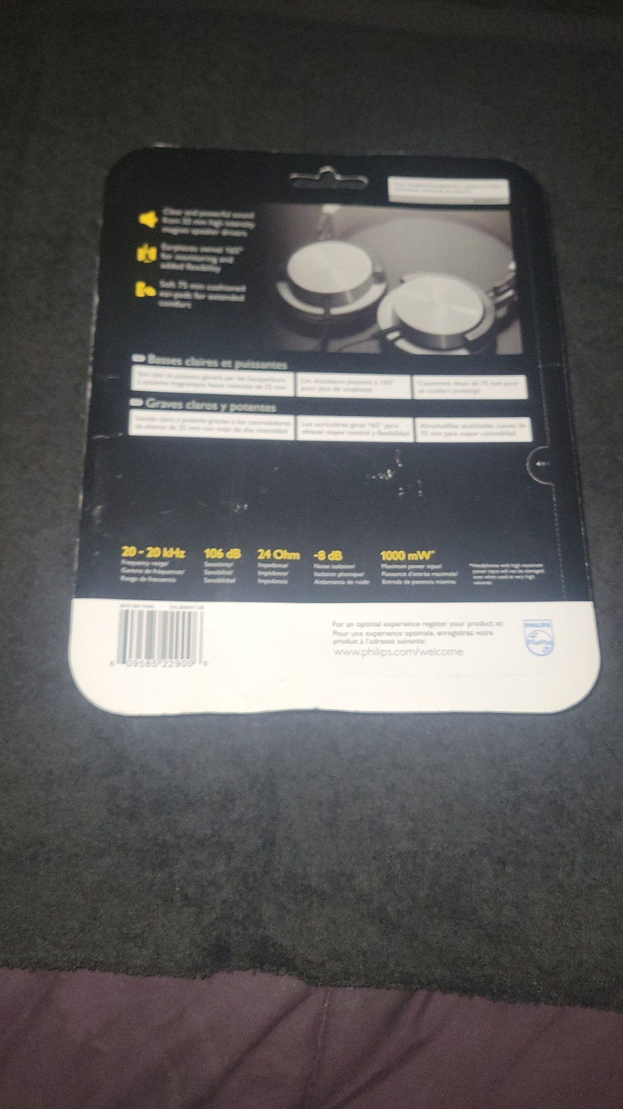 New Phillip SHL3000 Stereo Headphones Enhanced Sound 1000 mW Max. Power