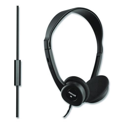 Maxell HP100 Headphone with Mic, Black, 2/Pack