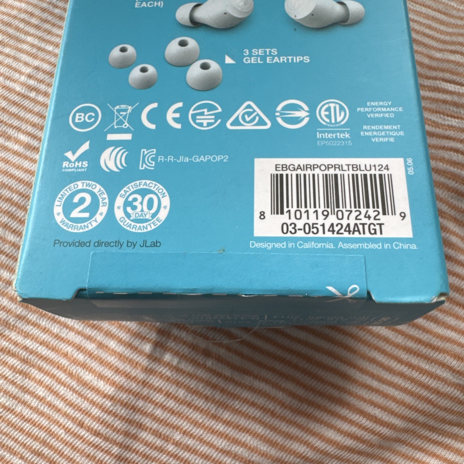 JLab Go Air POP+ True Wireless Bluetooth Earbuds LIGHT BLUE 35+ Hours SEALED