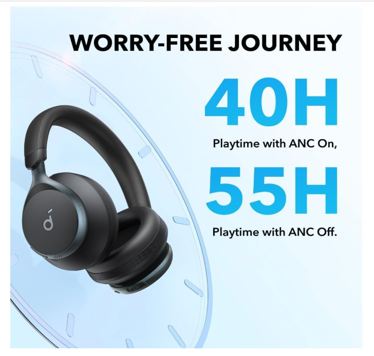 soundcore Space 2 by Anker, Active Noise Cancelling Headphones Comfortable Fit