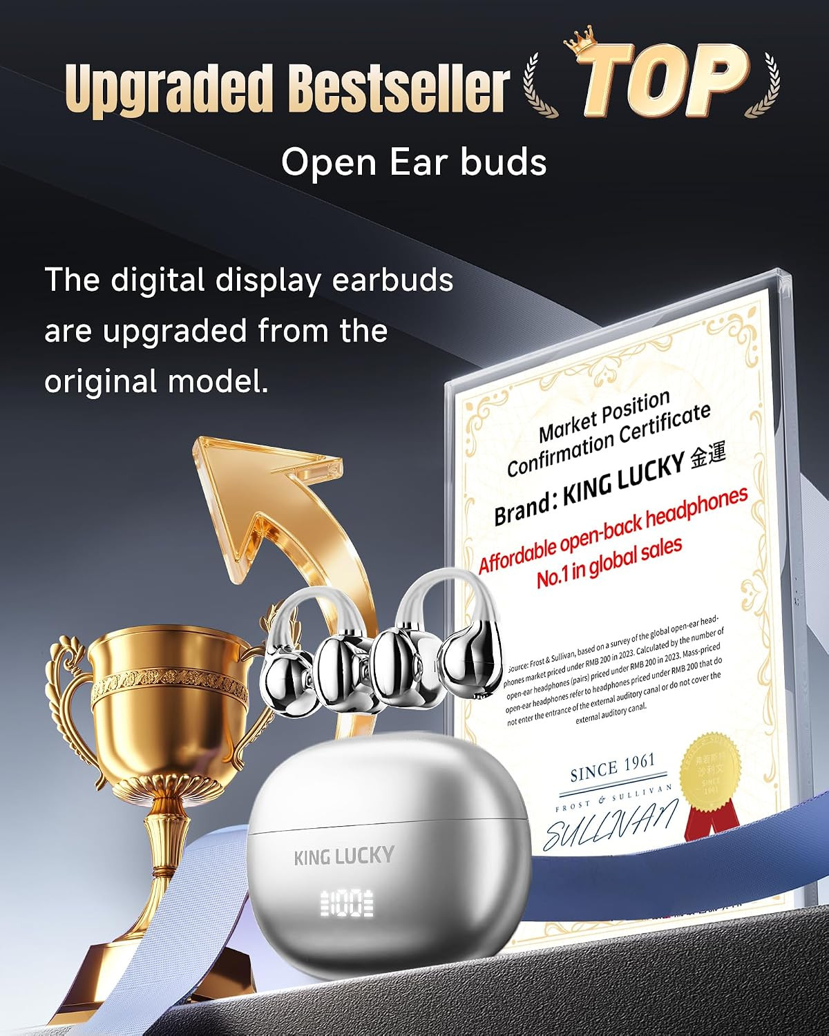Next-Gen Clip on Earbuds Open Ear Wireless Bluetooth 6.0 Headphones with Mic,50H