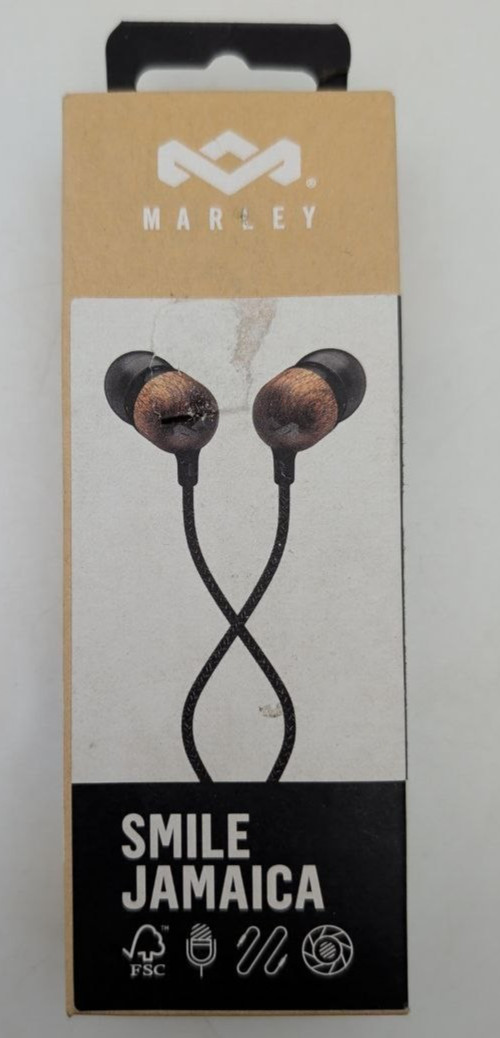 House Of Marley Smile Jamaica Wired Earbuds 9mm Drivers In Ear Microphone Black