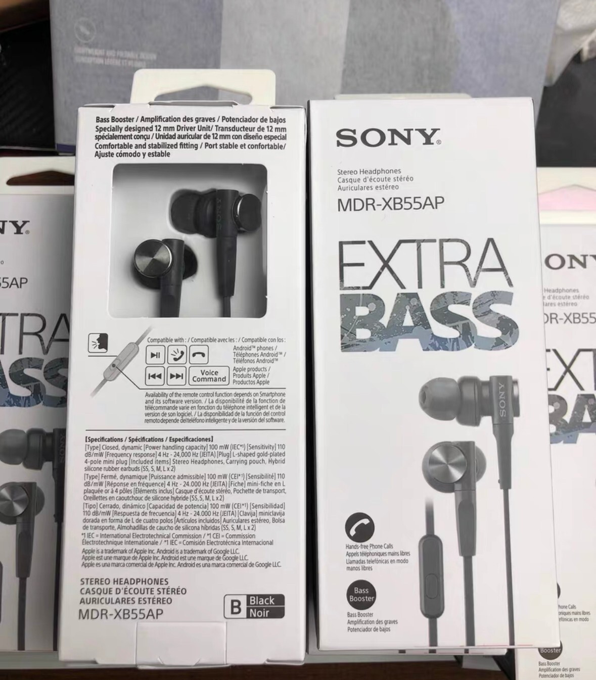 SONY MDR-XB55AP Bass Booster In-Ear Headphones In-line Remote Mic For-2 Colors
