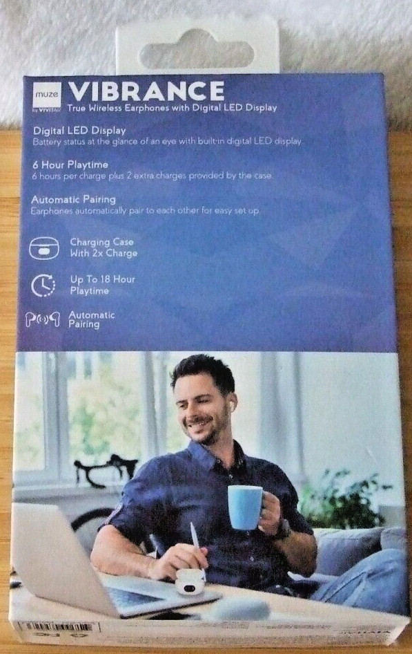 Brand New True Wireless Earphones w/Digital LED Display By Vivitar