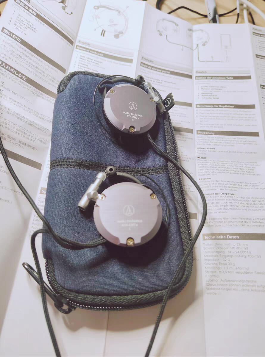 Original Audio-Technica ATH-EM7X Adjustable Aluminum Clip-On Headphones