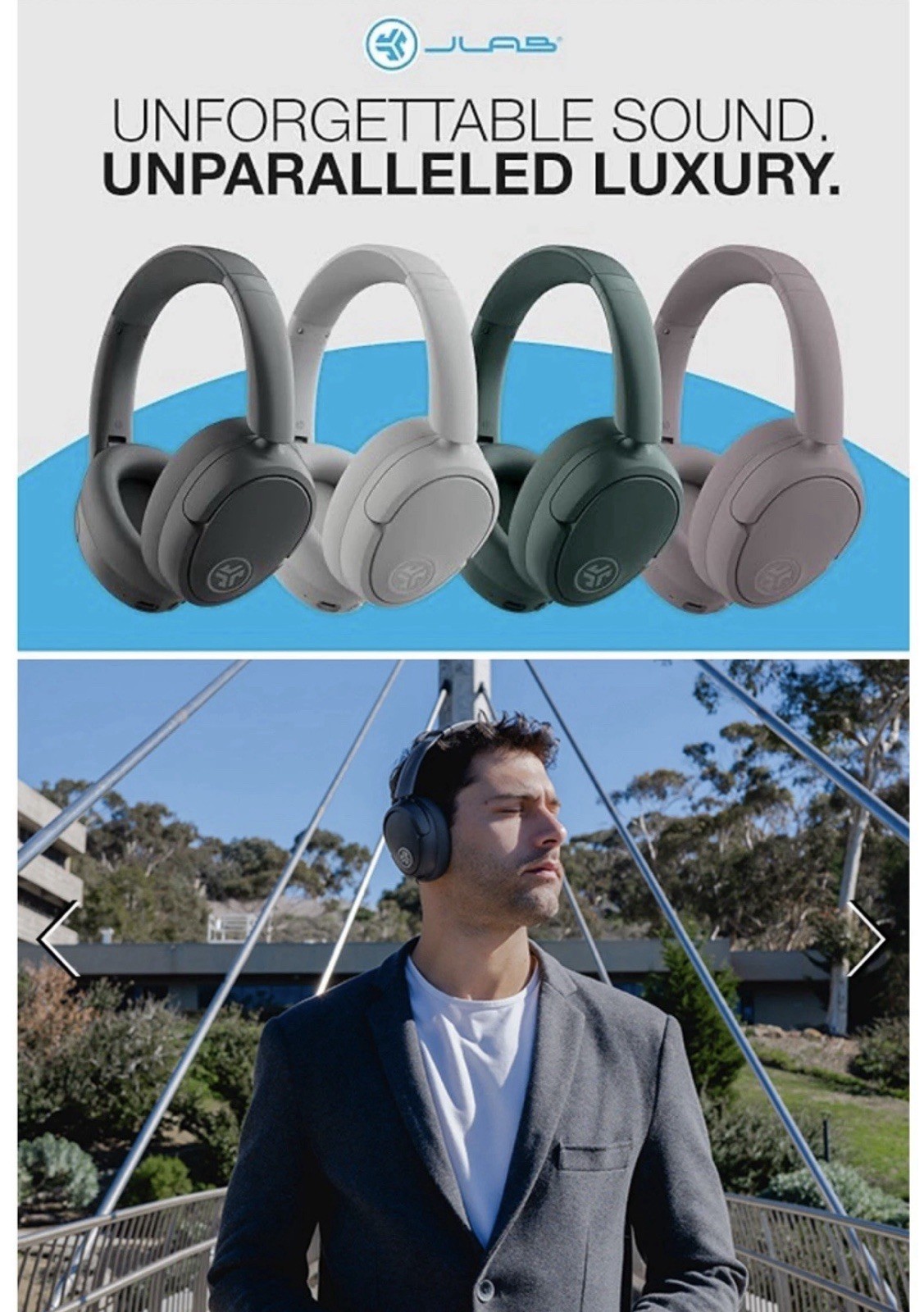 JLab JBuds Lux Active Noise Canceling Bluetooth Wireless Headphones Graphite