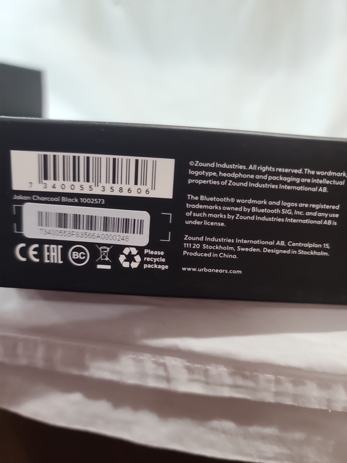 Urbanears Jakan BT Wireless Earphones/Earbuds Magnetic Bluetooth Set Charcoal Bl