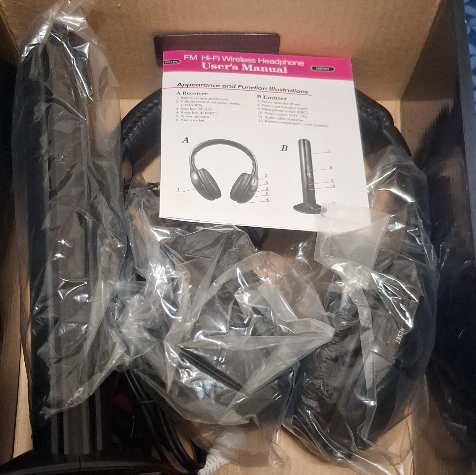 Sentry HW701 RF Wireless TV Headphones w/ FM Transmitter 100ft RCA 3.5mm