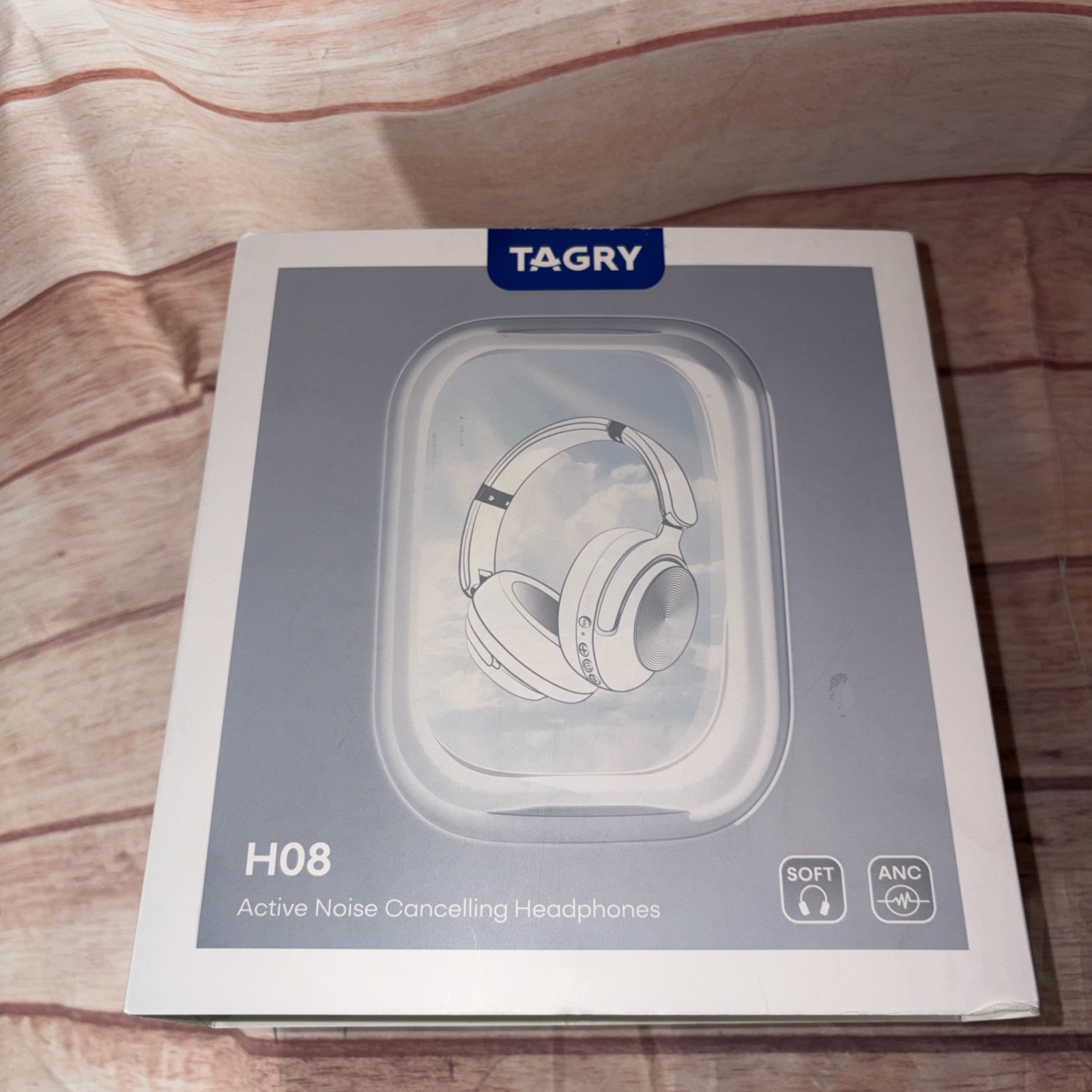 TAGRY H08 ANC Wireless Bluetooth Over Ear Headphones Black Noise Cancelling