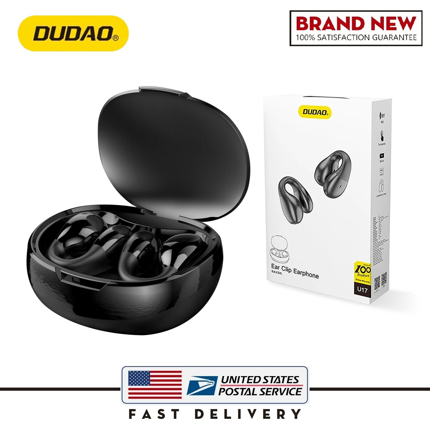 New Wireless Ear-Clip Bone Conduction Earphones Bluetooth 5.2 Clip-On Earbuds