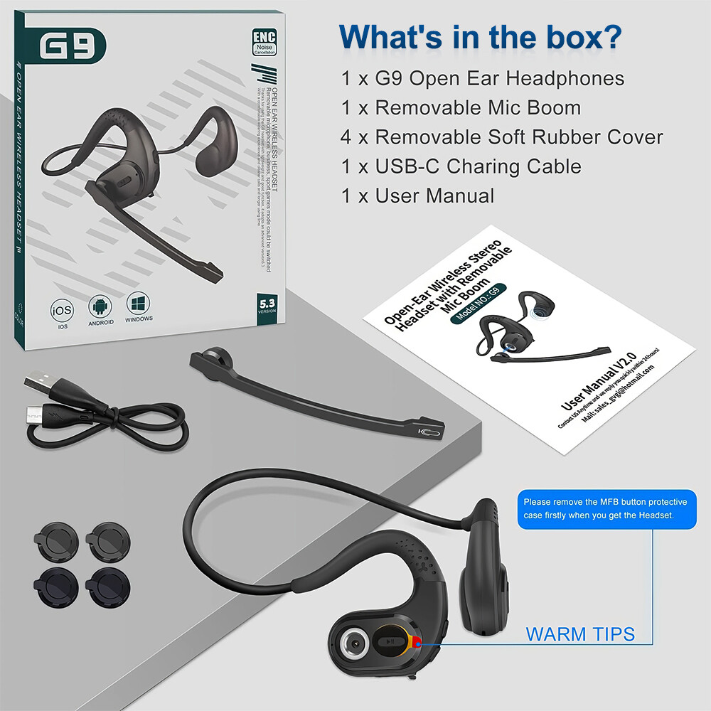 Mpow Handsfree Bluetooth Open Ear Headset: Ideal for Office, Running & Cycling