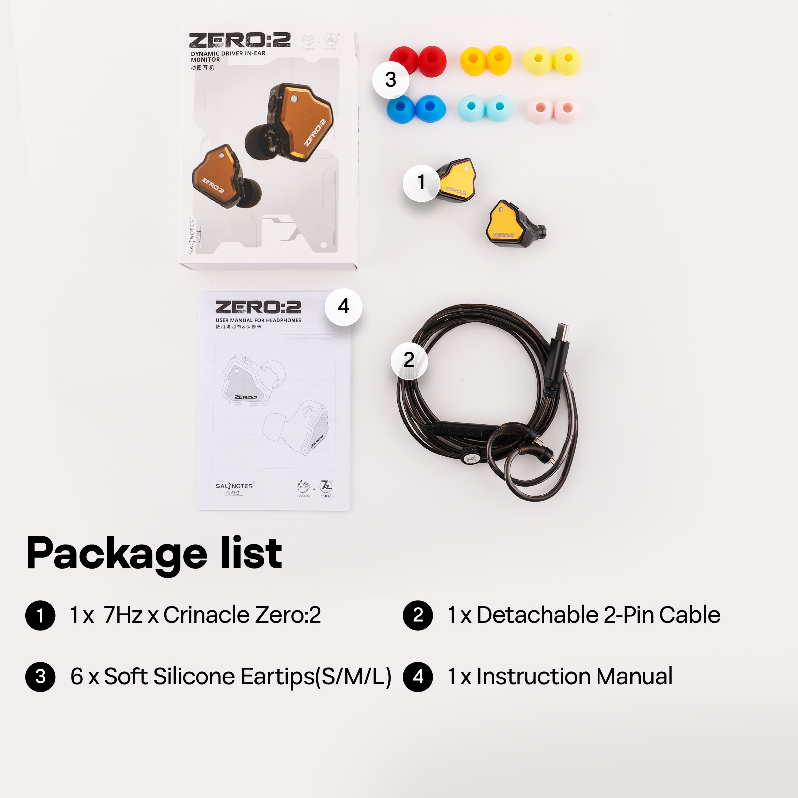 7Hz x Crinacle Zero:2 Updated 10mm Dynamic Driver IEM Wired Earbuds for Musician