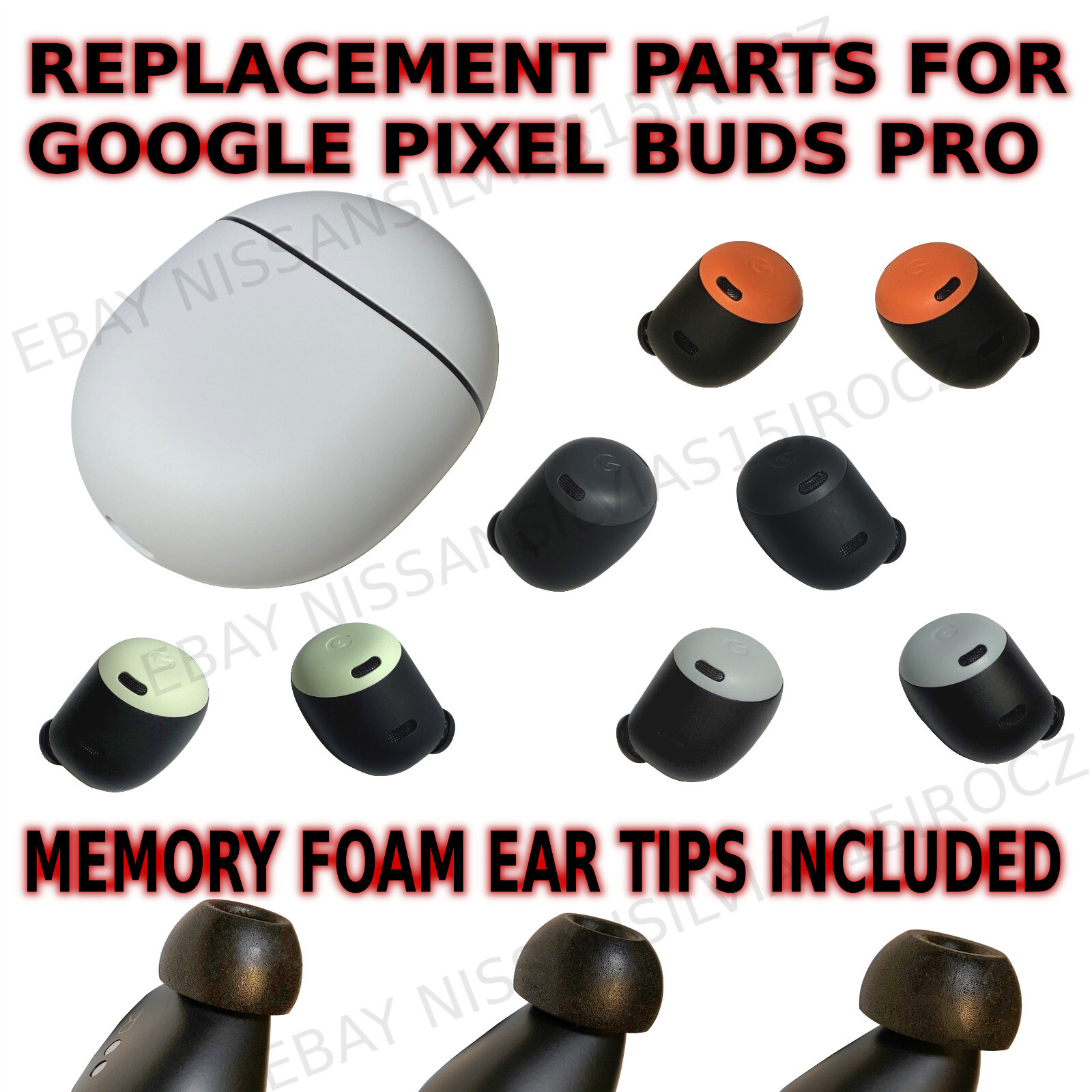 Google Pixel Buds Pro Left or Right or Charge Case Replacement +FOAM TIPS