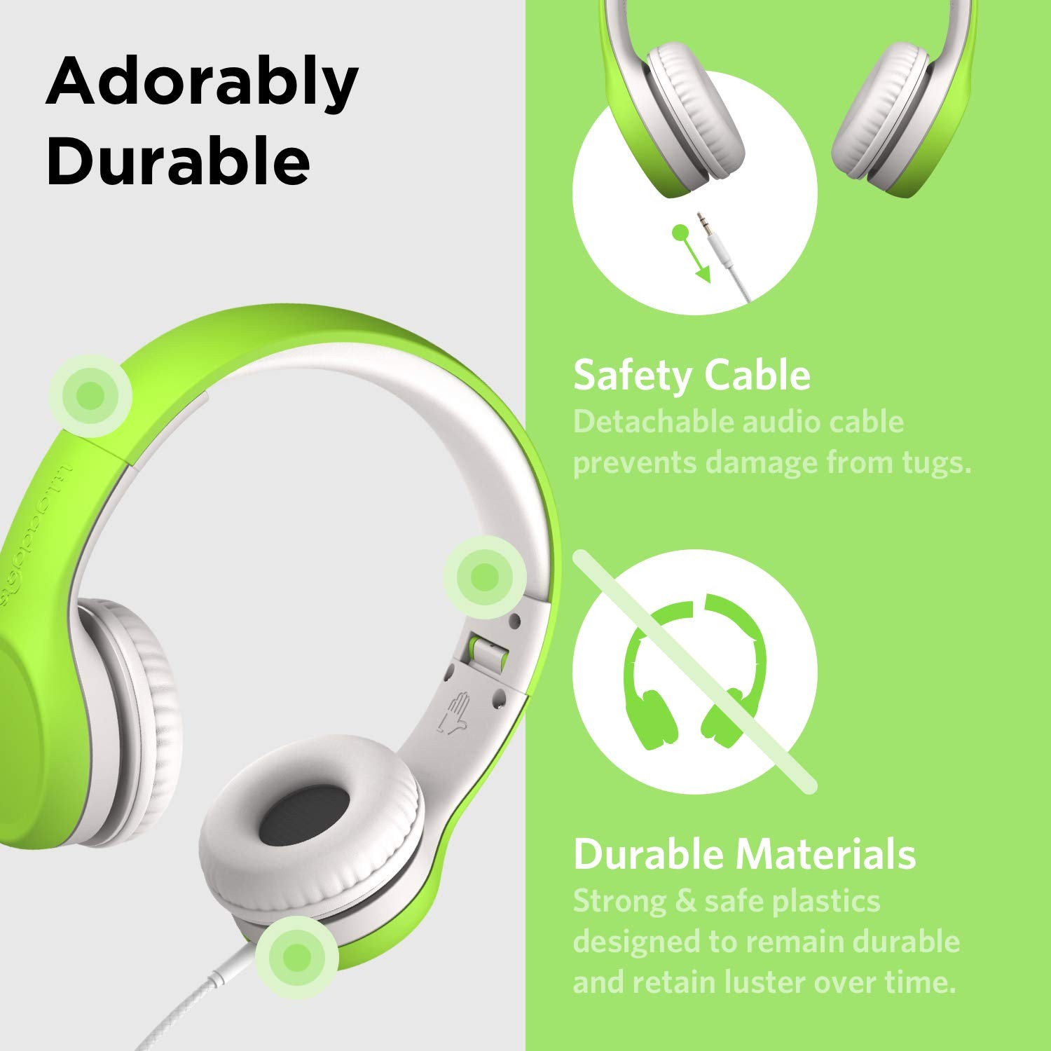 LilGadgets Connect+ Foldable Headphones, Adjustable Fit Soft Touch Padding fo…