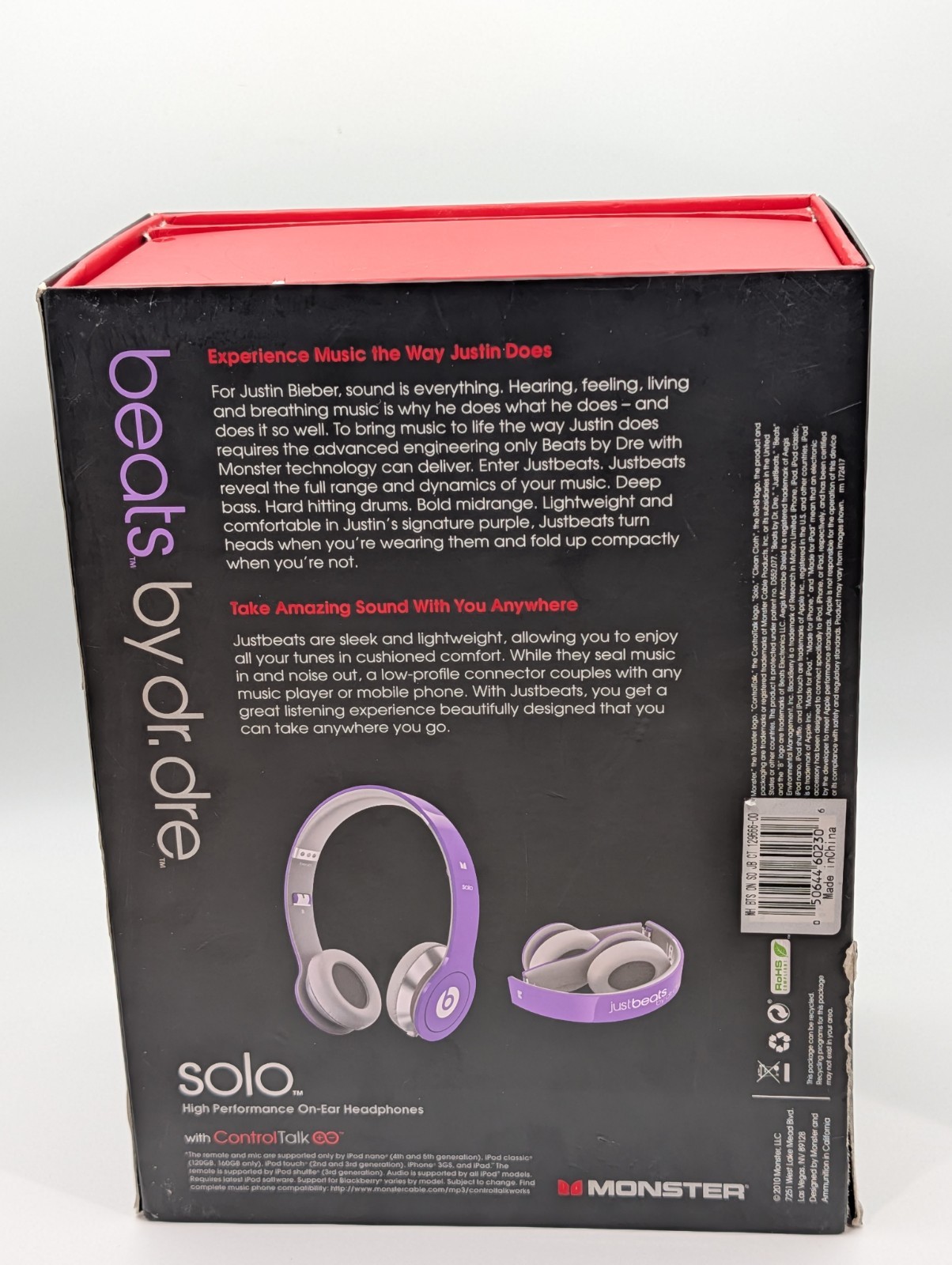 Beats by Dr. Dre JustBeats Solo Purple Gray Foldable Headphones 3.5mm Mic