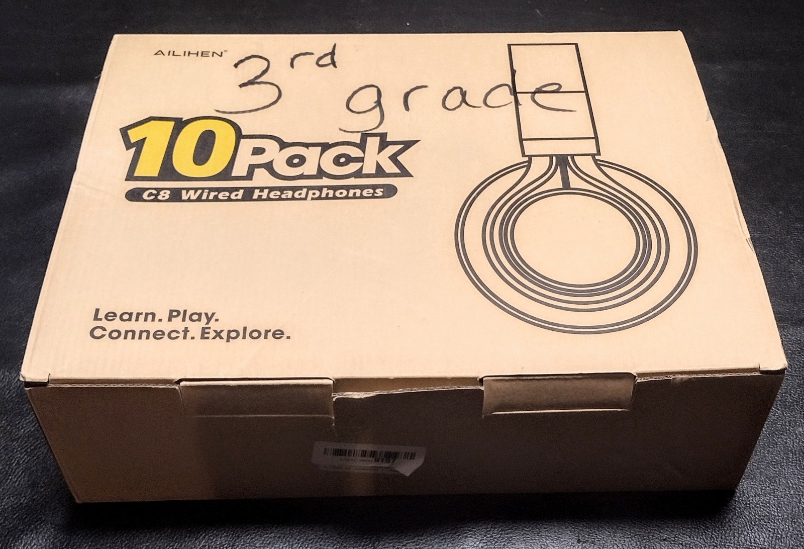 AILIHEN Kids Headphones 10 Pack, Wired On-Ear Classroom Microphone, 3.5mm Jack