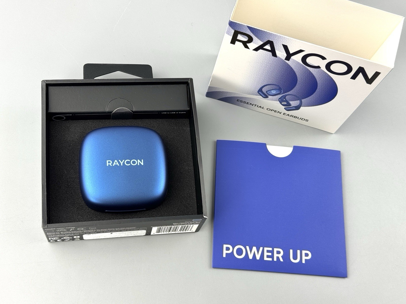 Raycon Essential Open Earbuds Wireless Headphones BLUE (RBO715) Clean, Open Box