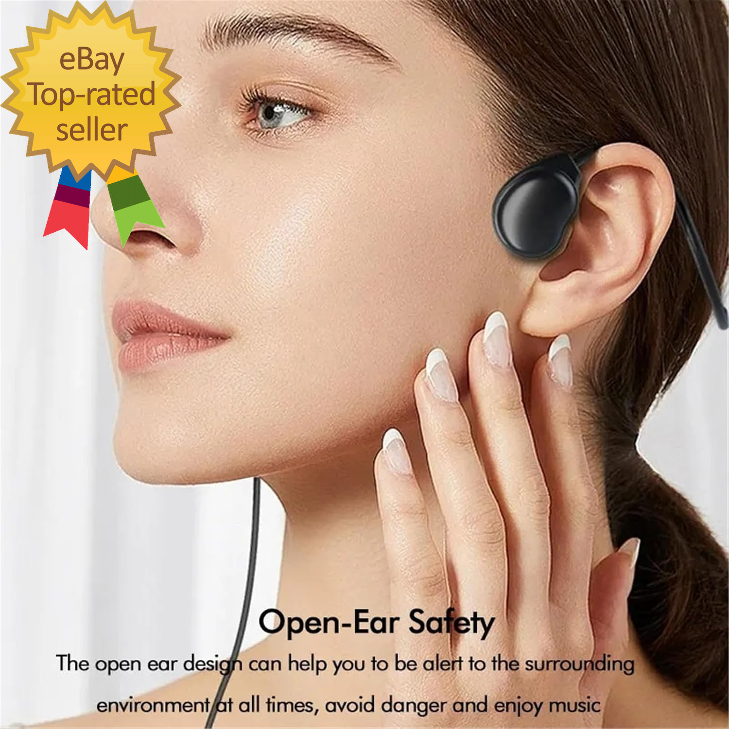 Air Conduction Open Ear Headphones 3.5Mm Wired Headphones & Built-In Microphone