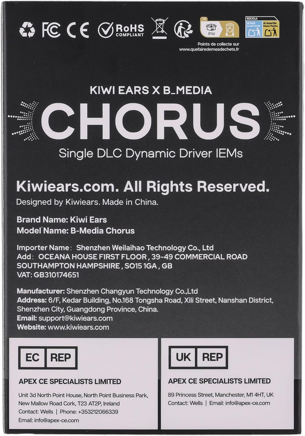 Kiwi Ears X B_Media: Chorus Dynamic Driver in Ear Monitor Iems | with Powerful a